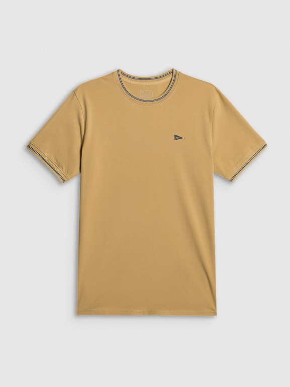 Męski t-shirt z nadrukiem 4F 4FRSS26TTSHM3997 - brązowy