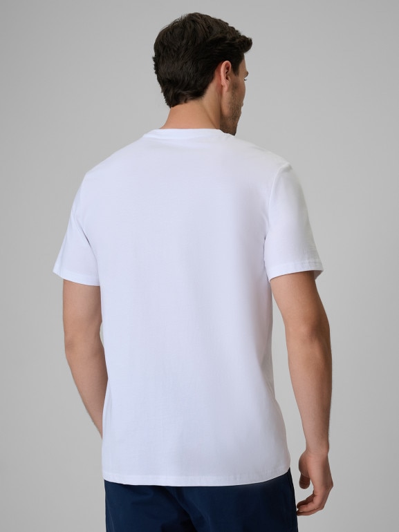 Męski t-shirt z nadrukiem 4F 4FRSS26TTSHM3999 - biały