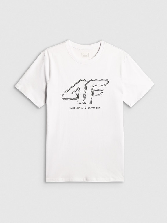 Męski t-shirt z nadrukiem 4F 4FRSS26TTSHM3999 - biały
