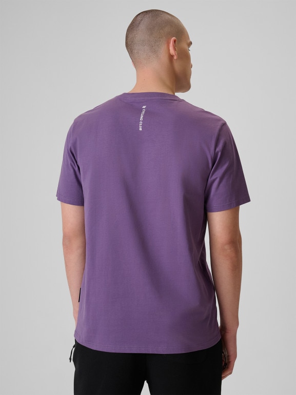 Męski t-shirt z nadrukiem 4F 4FRSS26TTSHM4000 - fioletowy