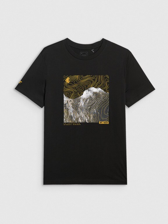 Męski t-shirt z nadrukiem 4F 4FWAW25TTSHM3122 - czarny