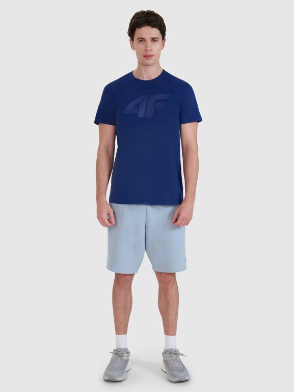Męski t-shirt z nadrukiem 4F 4FWMM00TTSHM2257 - granatowy