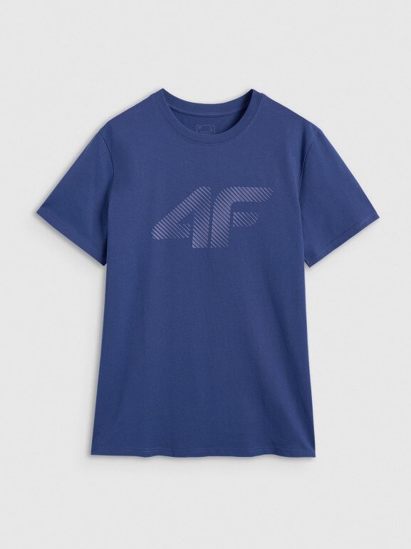 Męski t-shirt z nadrukiem 4F 4FWMM00TTSHM2257 - granatowy