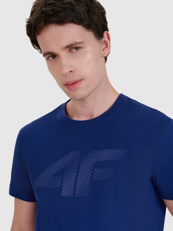 Męski t-shirt z nadrukiem 4F 4FWMM00TTSHM2257 - granatowy