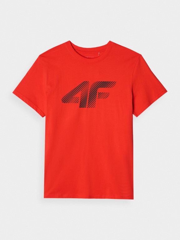 Męski t-shirt z nadrukiem 4F 4FWMM00TTSHM2257 - czerwony