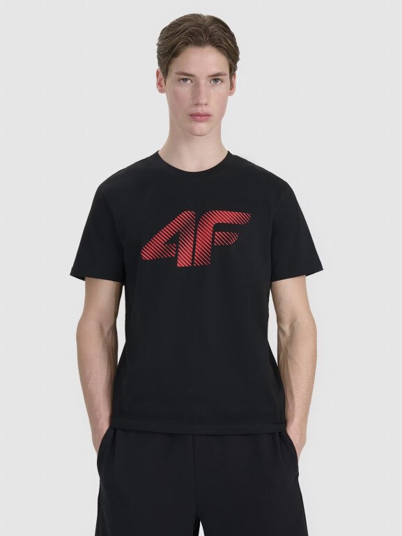 Męski t-shirt z nadrukiem 4F 4FWMM00TTSHM2257 - czarny