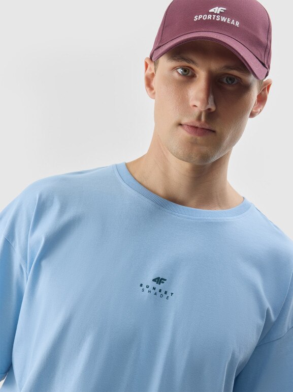 Męski t-shirt z nadrukiem 4F 4FWSS24TTSHM1287 – niebieski