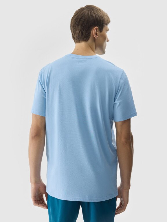Męski t-shirt z nadrukiem 4F 4FWSS24TTSHM1289 - niebieski