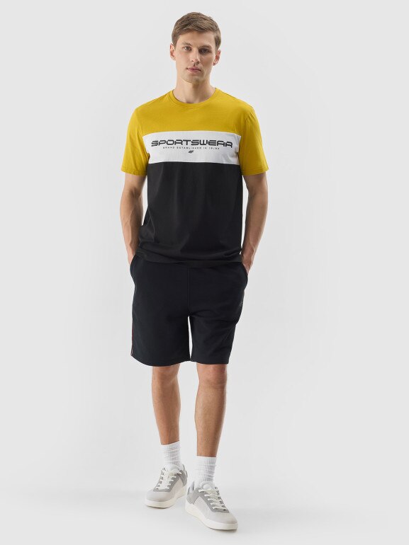 Męski t-shirt z nadrukiem 4F 4FWSS24TTSHM1326 - czarny