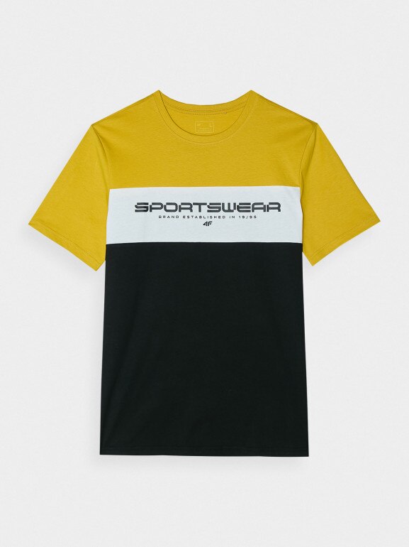 Męski t-shirt z nadrukiem 4F 4FWSS24TTSHM1326 - czarny