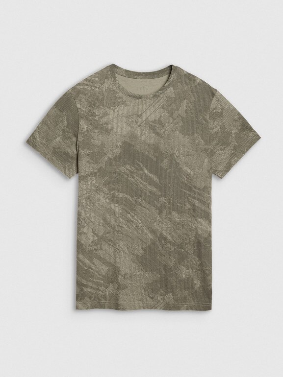 Męski t-shirt z nadrukiem 4F 4FWSS25TTSHM1960 - oliwkowy