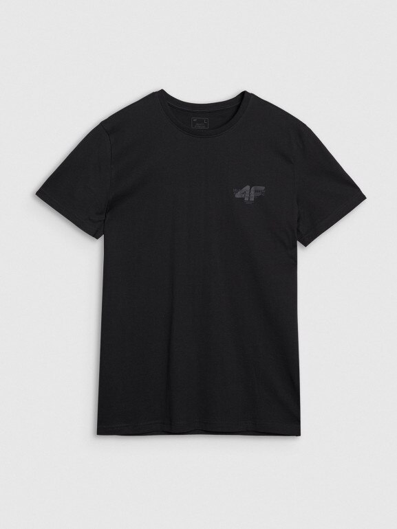 Męski t-shirt z nadrukiem 4F 4FWSS25TTSHM1974 - czarny