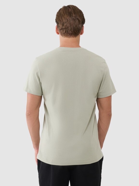 Męski t-shirt z nadrukiem 4F 4FWSS25TTSHM1974 - zielony