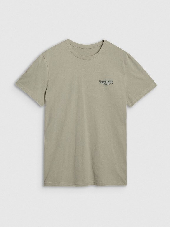 Męski t-shirt z nadrukiem 4F 4FWSS25TTSHM1974 - zielony