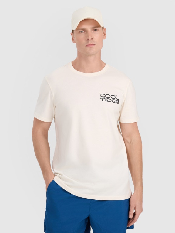 Męski t-shirt z nadrukiem 4F 4FWSS25TTSHM1984 - biały