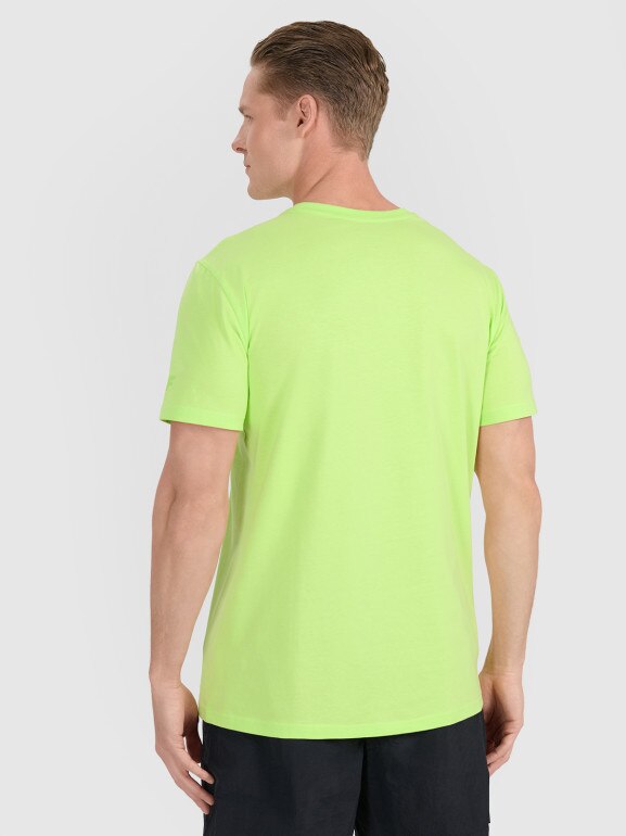 Męski t-shirt z nadrukiem 4F 4FWSS25TTSHM1984 - zielony