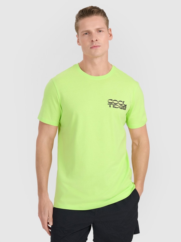 Męski t-shirt z nadrukiem 4F 4FWSS25TTSHM1984 - zielony
