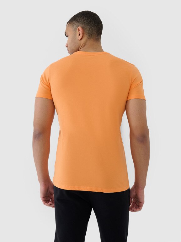 Męski t-shirt z nadrukiem 4F 4FWSS25TTSHM2004 - pomarańczowy