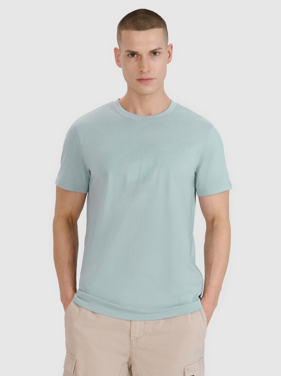 Męski t-shirt z nadrukiem 4F 4FWSS25TTSHM2075 - niebieski