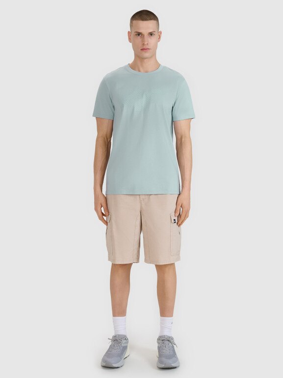 Męski t-shirt z nadrukiem 4F 4FWSS25TTSHM2075 - niebieski