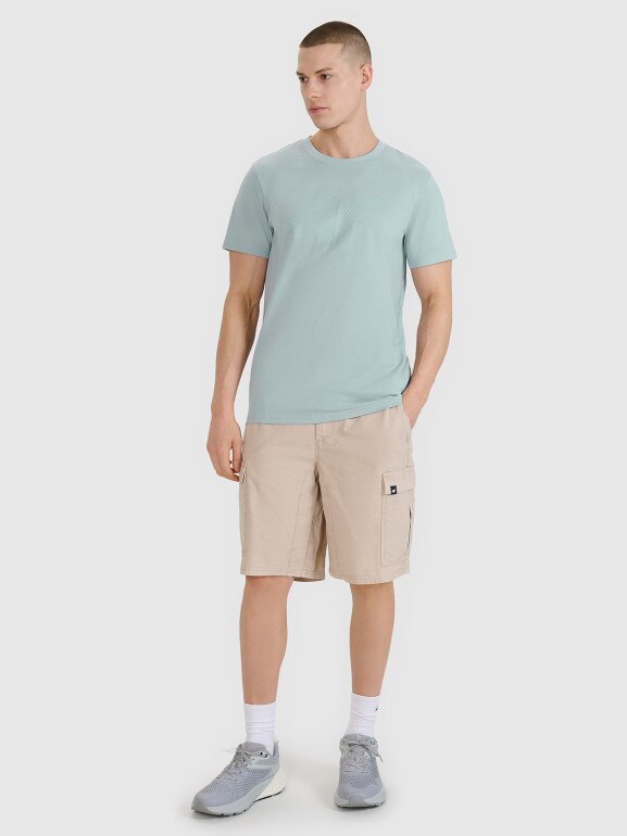 Męski t-shirt z nadrukiem 4F 4FWSS25TTSHM2075 - niebieski