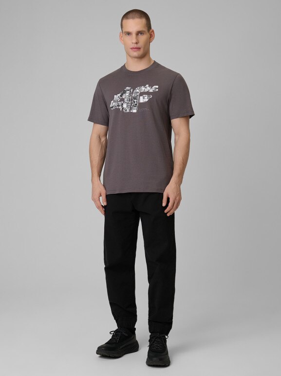 Męski t-shirt z nadrukiem 4F 4FWSS26TTSHM2659 - szary