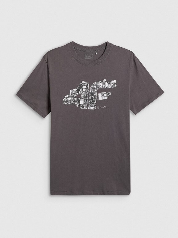 Męski t-shirt z nadrukiem 4F 4FWSS26TTSHM2659 - szary