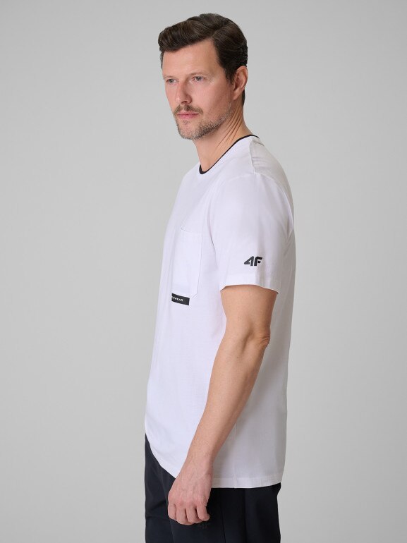 Męski t-shirt z nadrukiem 4F 4FWSS26TTSHM2663 - biały