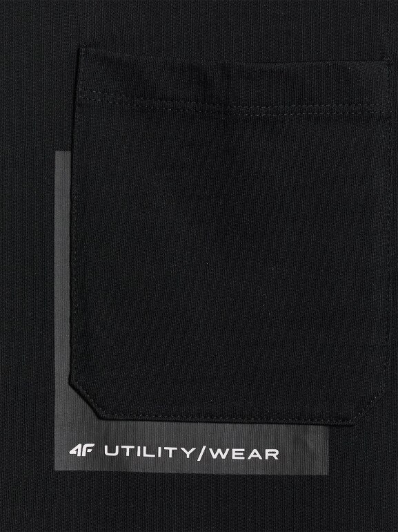 Męski t-shirt z nadrukiem 4F 4FWSS26TTSHM2663 - czarny