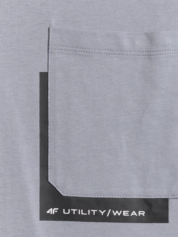 Męski t-shirt z nadrukiem 4F 4FWSS26TTSHM2663 - szary