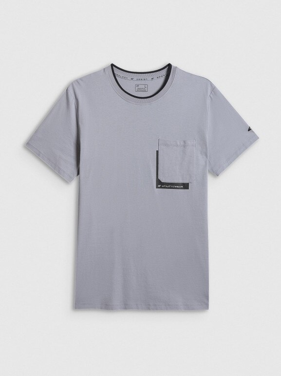 Męski t-shirt z nadrukiem 4F 4FWSS26TTSHM2663 - szary