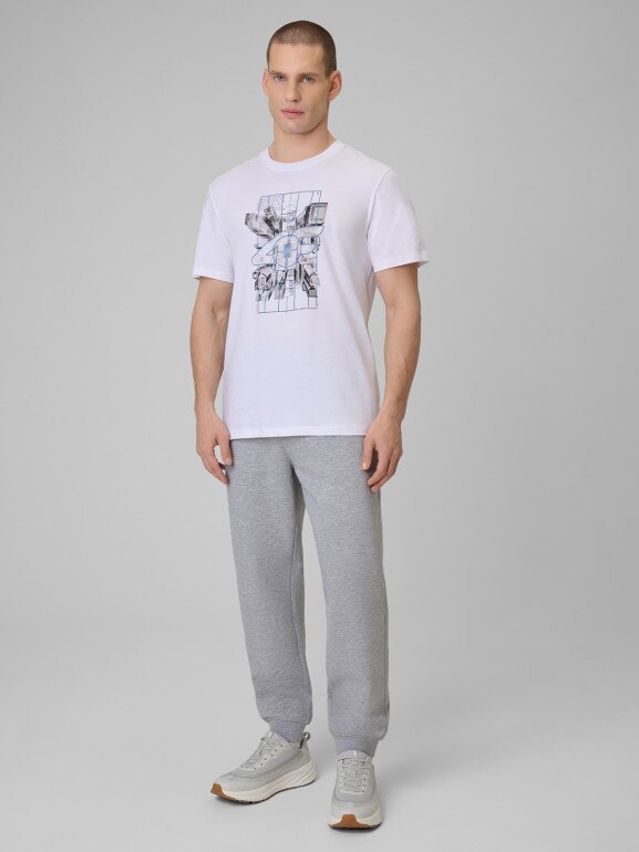 Męski t-shirt z nadrukiem 4F 4FWSS26TTSHM2664 - biały