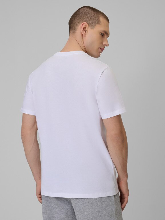 Męski t-shirt z nadrukiem 4F 4FWSS26TTSHM2664 - biały