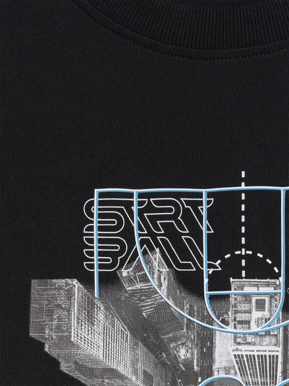 Męski t-shirt z nadrukiem 4F 4FWSS26TTSHM2664 - czarny