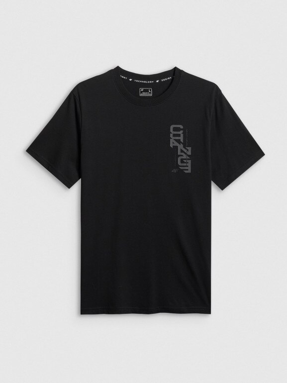 Męski t-shirt z nadrukiem 4F 4FWSS26TTSHM2665 - czarny
