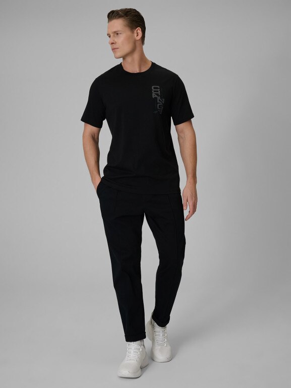 Męski t-shirt z nadrukiem 4F 4FWSS26TTSHM2665 - czarny