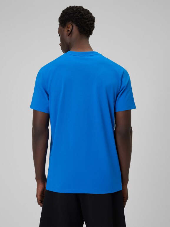 Męski t-shirt z nadrukiem 4F 4FWSS26TTSHM2666 - niebieski