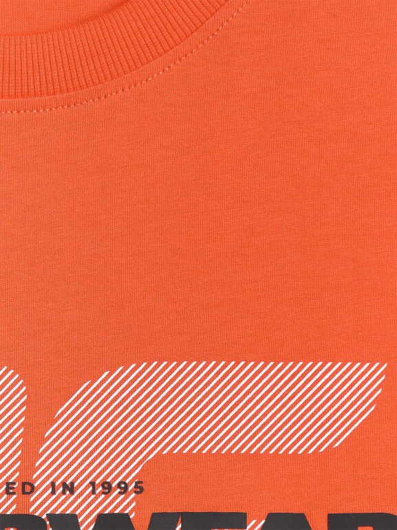 Męski t-shirt z nadrukiem 4F 4FWSS26TTSHM2666 - pomarańczowy