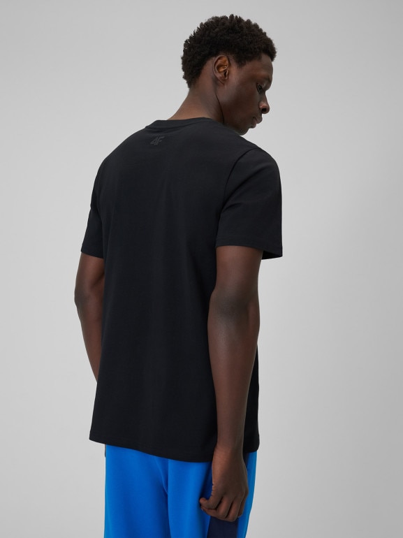 Męski t-shirt z nadrukiem 4F 4FWSS26TTSHM2668 - czarny