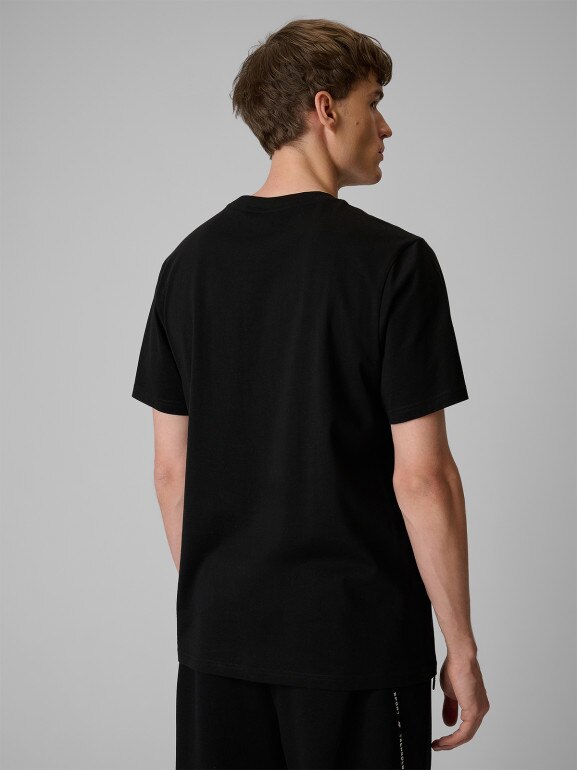 Męski t-shirt z nadrukiem 4F 4FWSS26TTSHM2822 - czarny