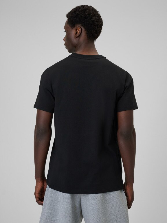 Męski t-shirt z nadrukiem 4F 4FWSS26TTSHM3033 - czarny