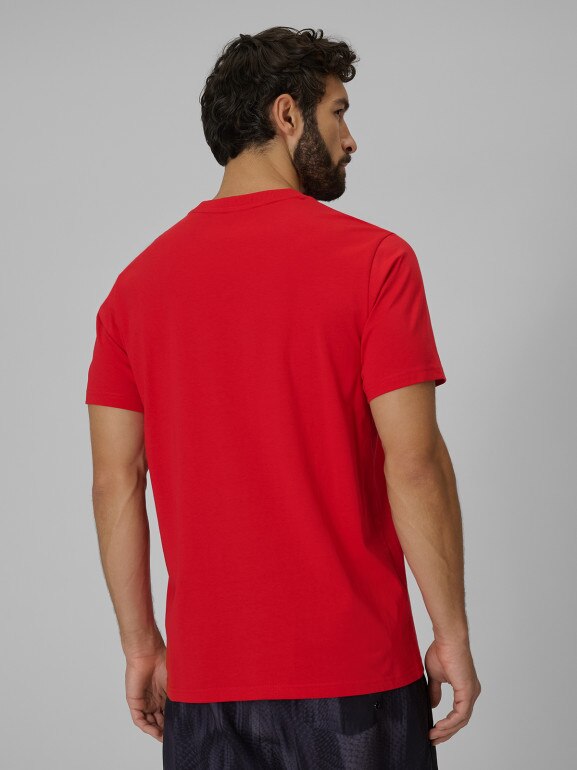 Męski t-shirt z nadrukiem 4F 4FWSS26TTSHM3034 - czerwony