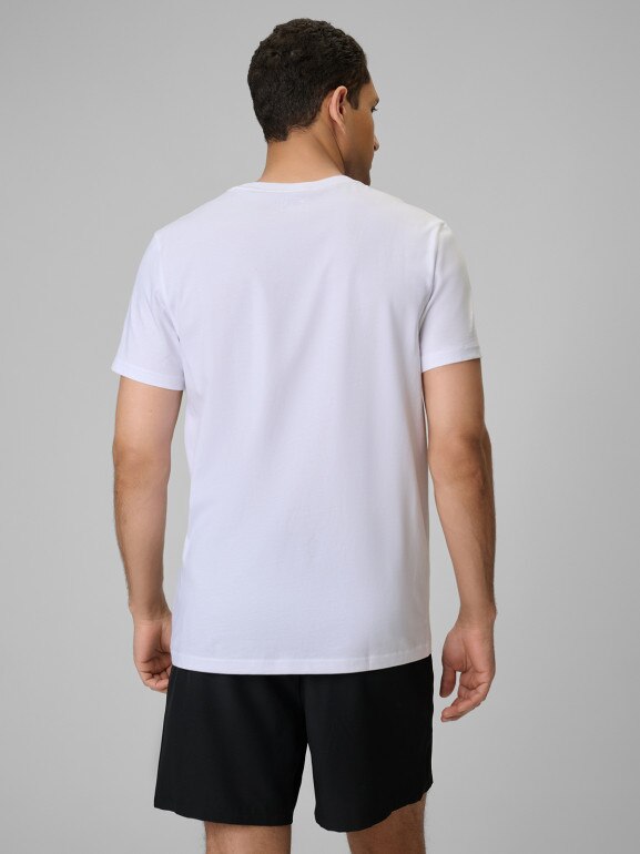 Męski t-shirt z nadrukiem 4F 4FWSS26TTSHM3035 - biały
