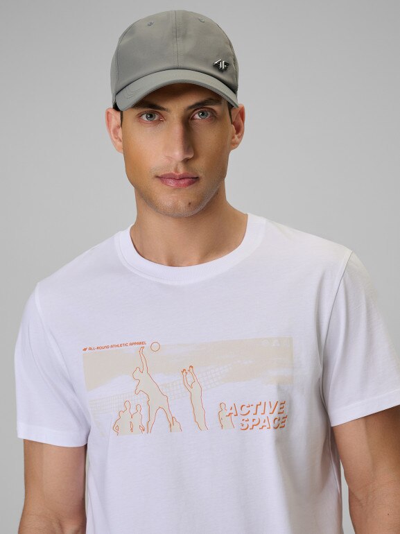 Męski t-shirt z nadrukiem 4F 4FWSS26TTSHM3035 - biały