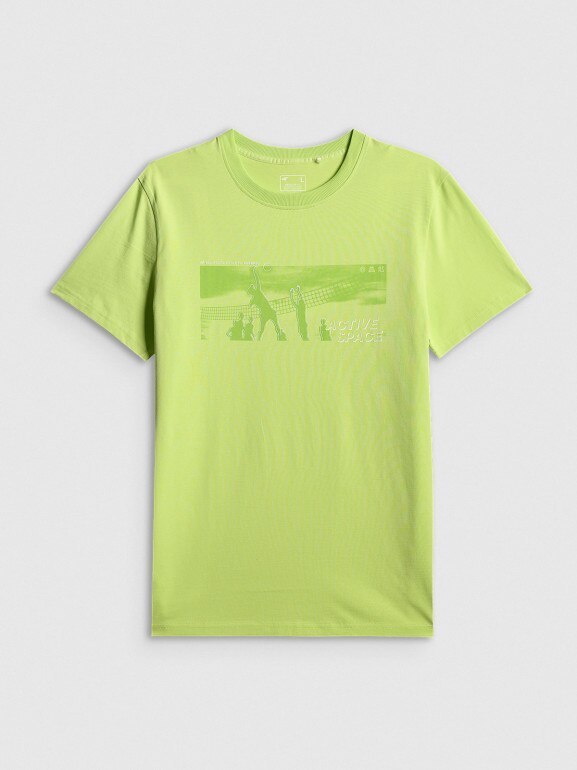 Męski t-shirt z nadrukiem 4F 4FWSS26TTSHM3035 - zielony