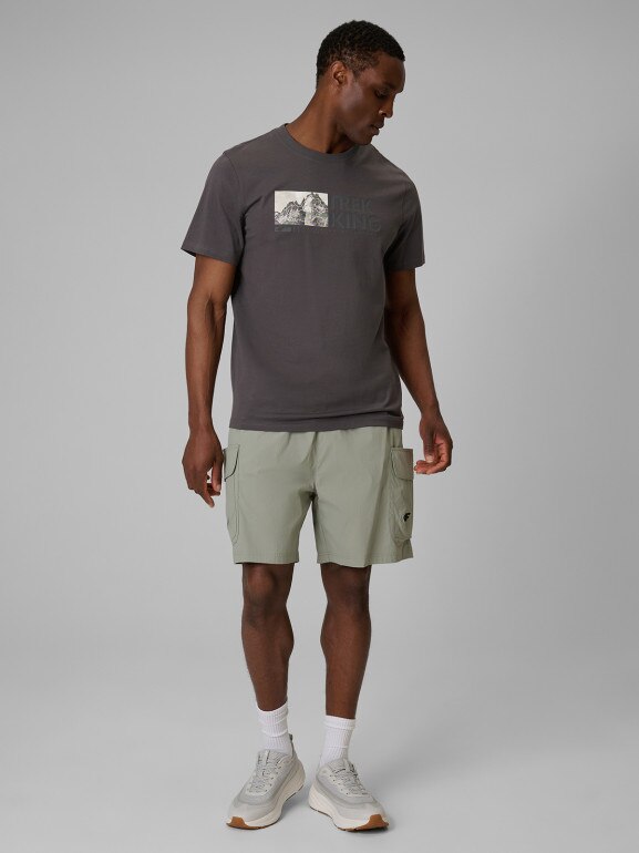 Męski t-shirt z nadrukiem 4F 4FWSS26TTSHM3321 - szary