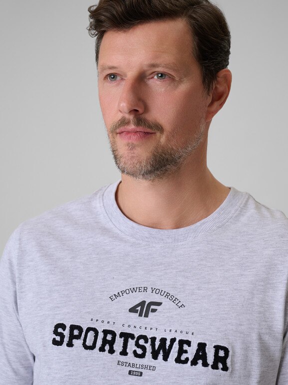 Męski t-shirt z nadrukiem 4F 4FWSS26TTSHM3324 - szary