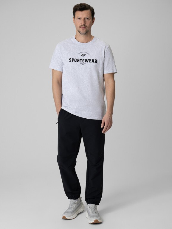 Męski t-shirt z nadrukiem 4F 4FWSS26TTSHM3324 - szary