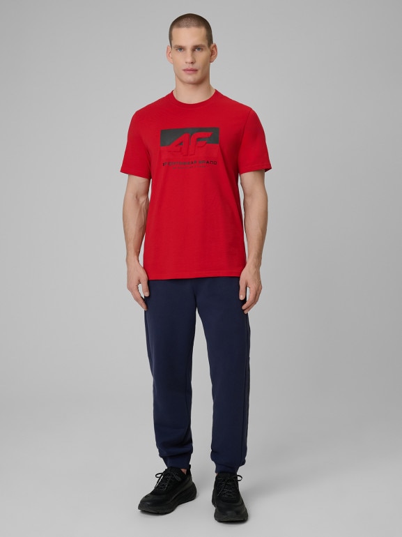 Męski t-shirt z nadrukiem 4F 4FWSS26TTSHM3325 - czerwony