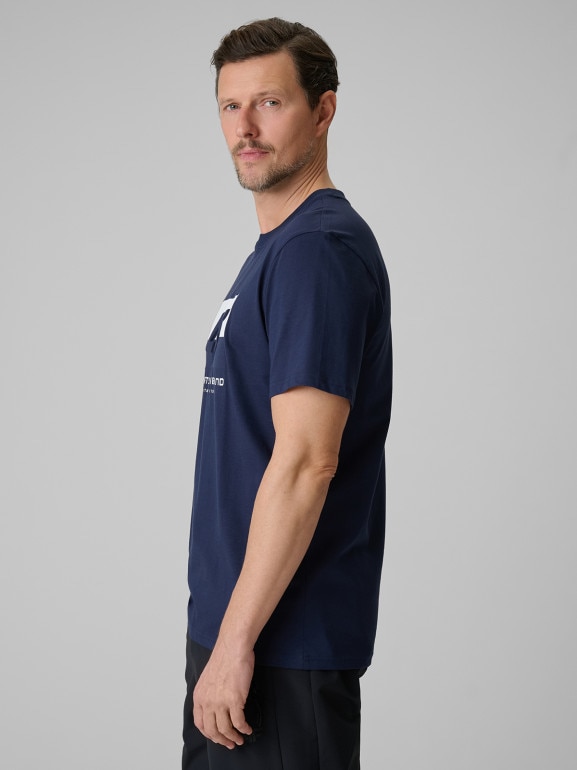 Męski t-shirt z nadrukiem 4F 4FWSS26TTSHM3325 - granatowy